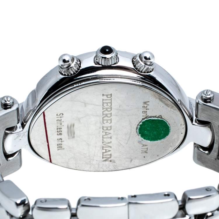 Pre Owned Balmain Mother Of Pearl Stainless Steel Diamond Excessive 5651 Women's Wristwatch 33 mm
