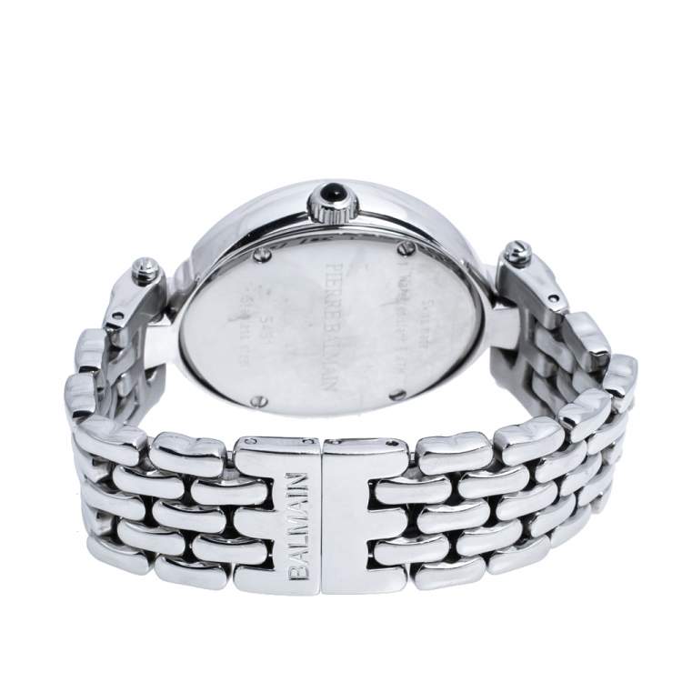 Pre Owned Balmain Mother of Pearl Stainless Steel Diamonds 5451 Women's Wristwatch 30 mm