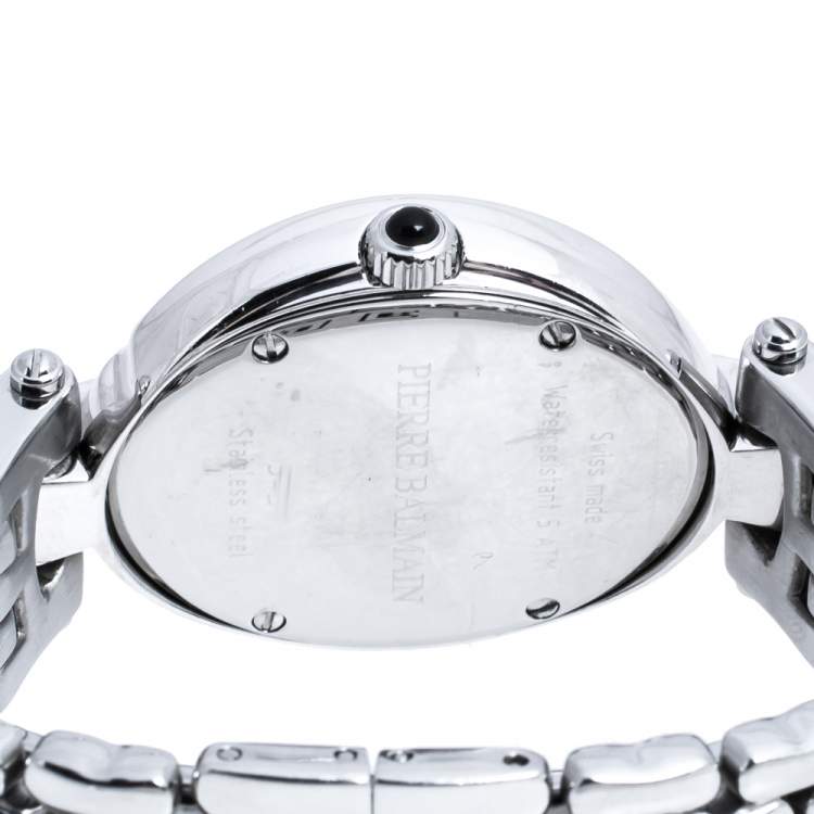 Pre Owned Balmain Mother of Pearl Stainless Steel Diamonds 5451 Women's Wristwatch 30 mm