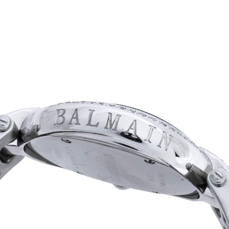 Pre Owned Balmain Mother of Pearl Stainless Steel Diamonds 5451 Women's Wristwatch 30 mm