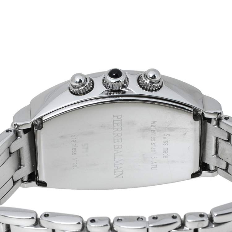 Pre Owned Balmain White Mother of Pearl Stainless Steel Arcade Chronograph Women's Wristwatch 30 mm