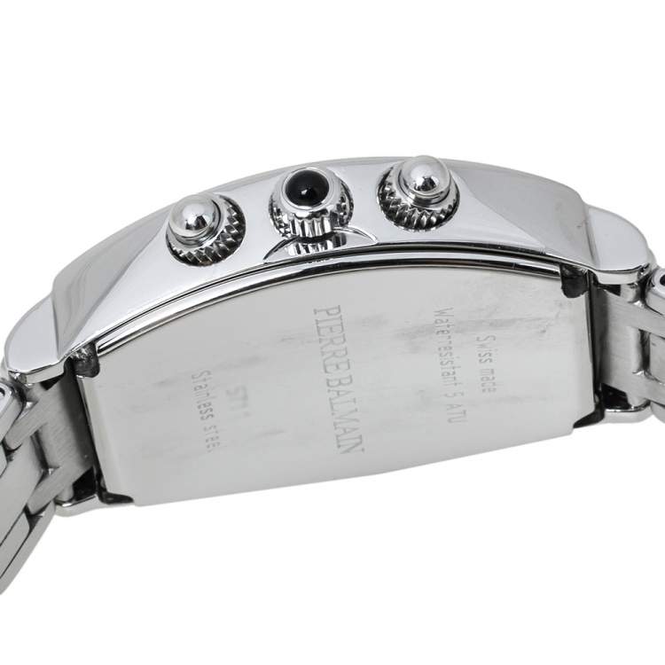 Pre Owned Balmain White Mother of Pearl Stainless Steel Arcade Chronograph Women's Wristwatch 30 mm