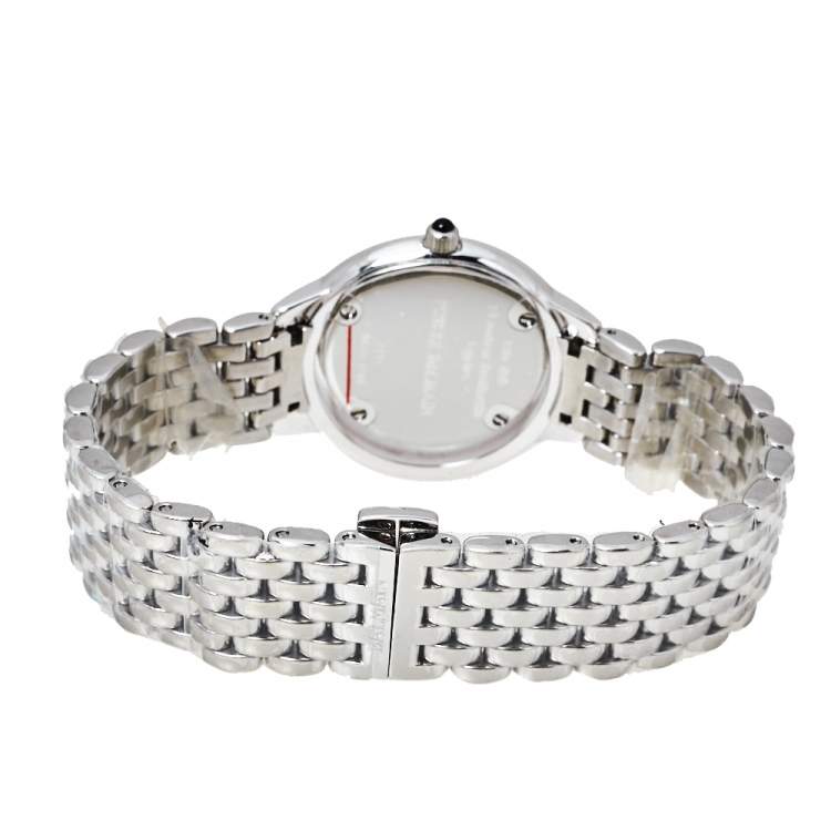 Pre Owned Balmain Silver Stainless Steel Diamond Eclipse 3291 Women's Wristwatch 34 mm