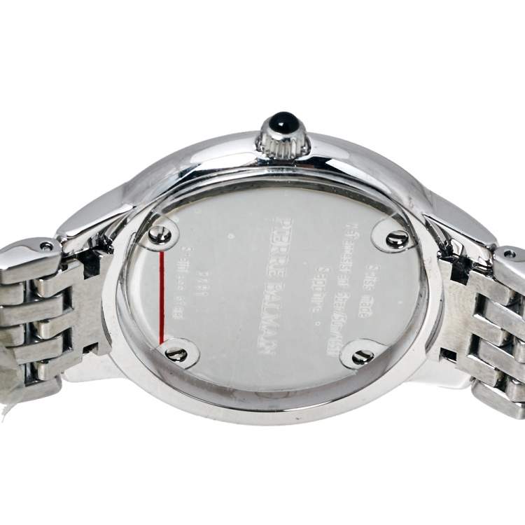 Pre Owned Balmain Silver Stainless Steel Diamond Eclipse 3291 Women's Wristwatch 34 mm