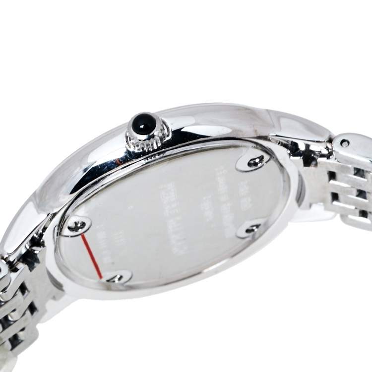 Pre Owned Balmain Silver Stainless Steel Diamond Eclipse 3291 Women's Wristwatch 34 mm