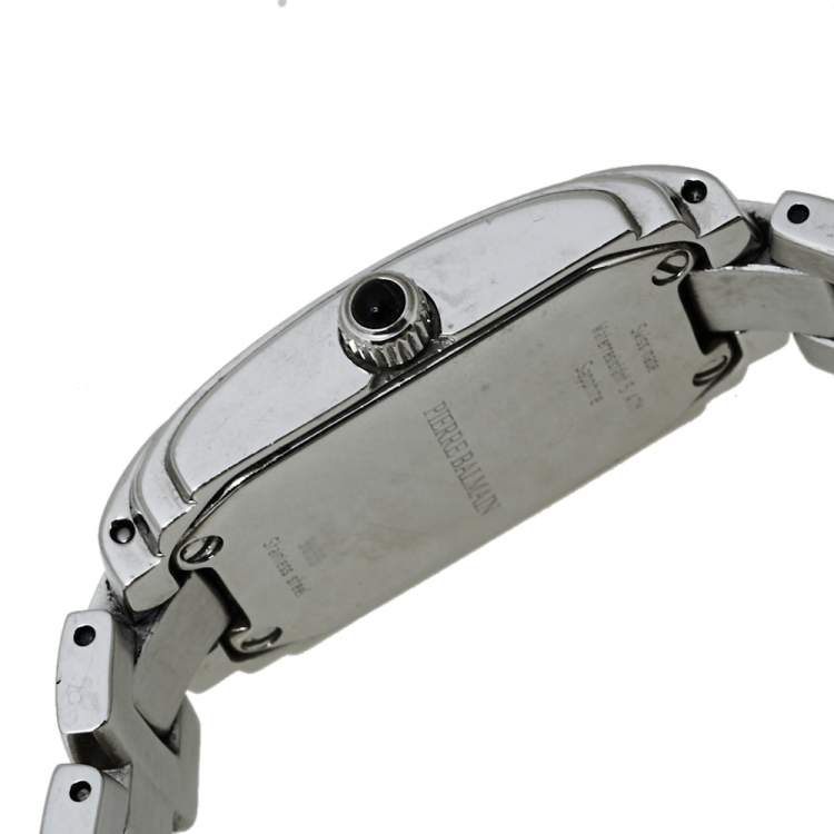 Pre Owned Pierre Balmain White Stainless Steel Diamonds 3655 Women's Wristwatch 19 x 27 mm