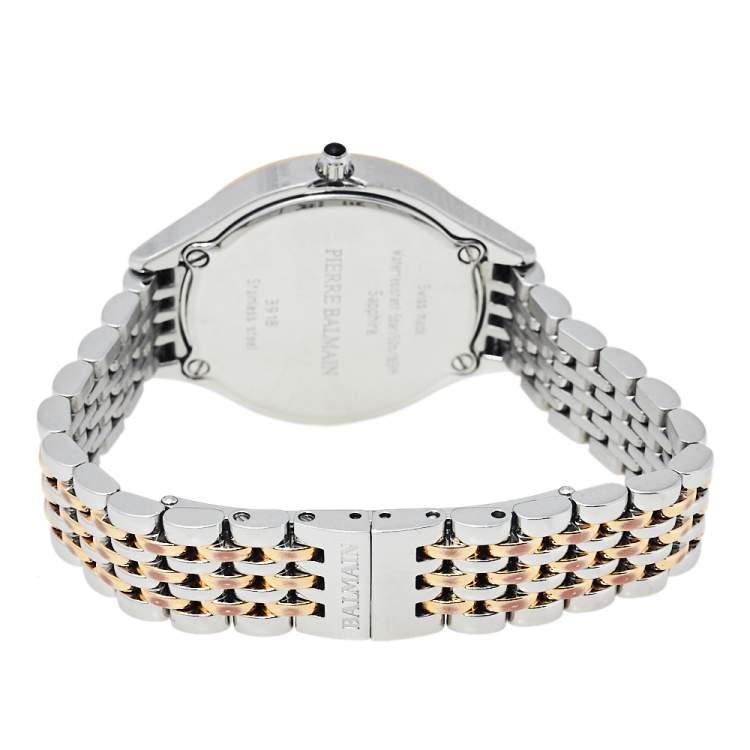 Pre Owned Balmain White Two-Tone Stainless Steel Balmain De Balmain II Mini Women's Wristwatch 29 mm