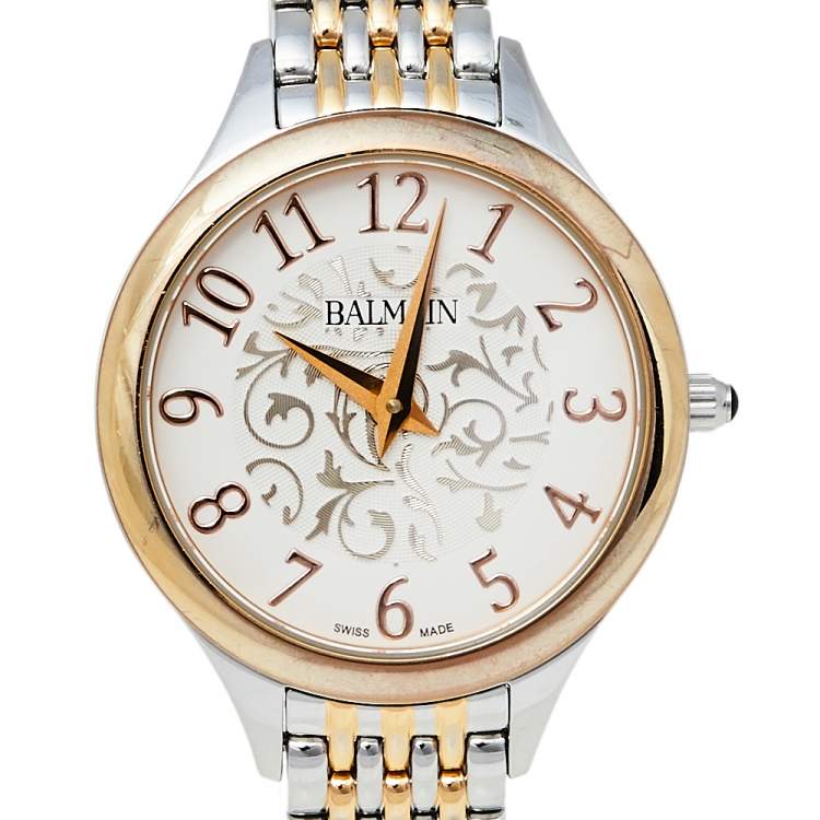 Pre Owned Balmain White Two-Tone Stainless Steel Balmain De Balmain II Mini Women's Wristwatch 29 mm