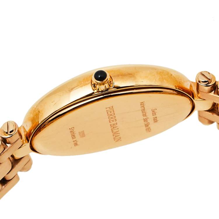 Pre Owned Balmain Mother Of Pearl Rose Gold Tone Stainless Steel B3259.3384 Women's Wristwatch 19 mm