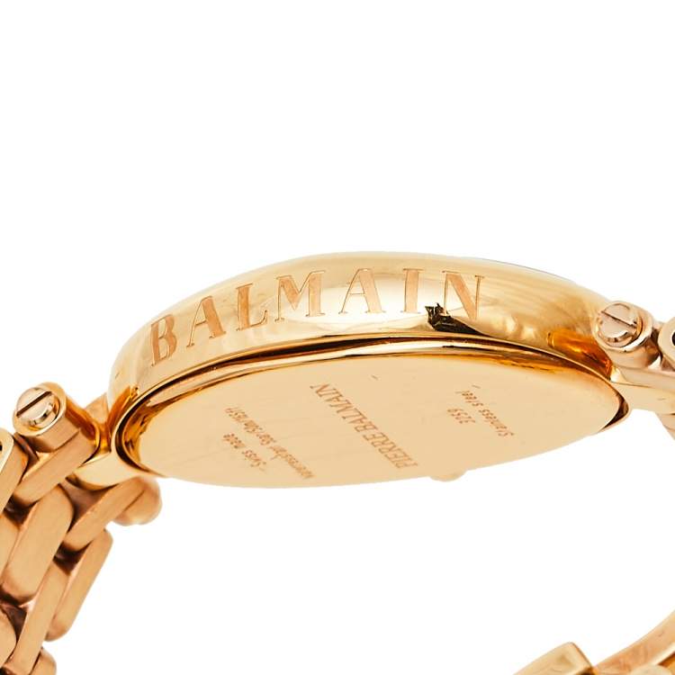 Pre Owned Balmain Mother Of Pearl Rose Gold Tone Stainless Steel B3259.3384 Women's Wristwatch 19 mm