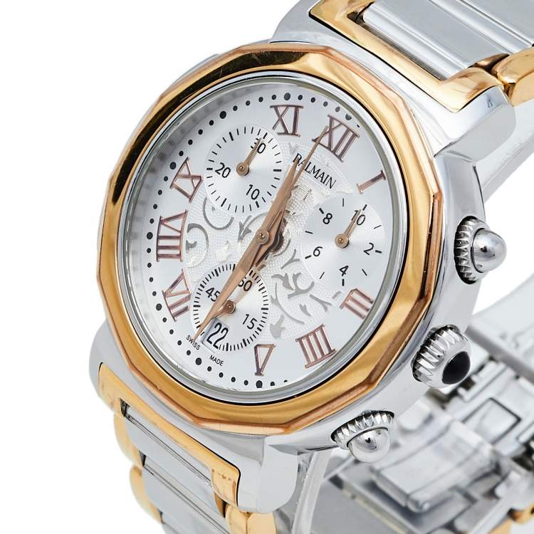 Pre Owned ساعة يد نسائية بالمان مادريغال كرونو 5898 ستانلس ستيل لونين فضية 35 مم