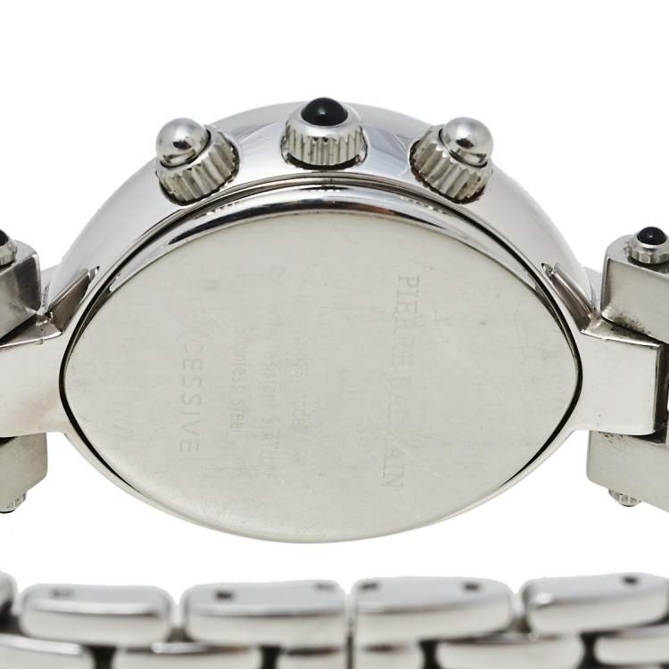 Pre Owned Balmain Silver Stainless Steel Diamond Chronograph Excessive 5831 Women's Wristwatch 32 mm