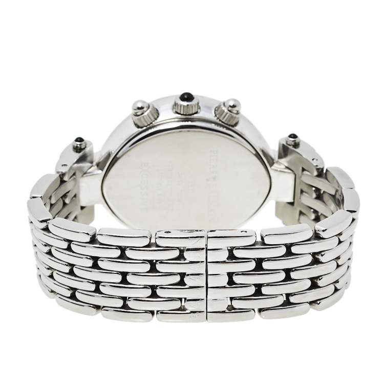 Pre Owned Balmain Silver Stainless Steel and Diamond Excessive Chronograph 5831 Women's Wristwatch 32 mm
