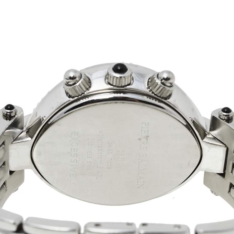 Pre Owned Balmain Silver Stainless Steel and Diamond Excessive Chronograph 5831 Women's Wristwatch 32 mm