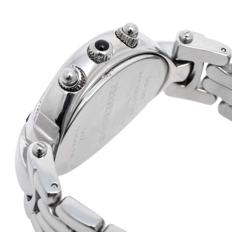 Pre Owned Balmain Mother of Pearl Stainless Steel Diamonds Excessive Chrono 5655 Women's Wristwatch 34 mm