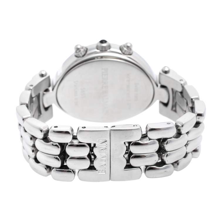 Pre Owned Balmain Mother of Pearl Stainless Steel Diamonds Excessive Chrono 5655 Women's Wristwatch 34 mm
