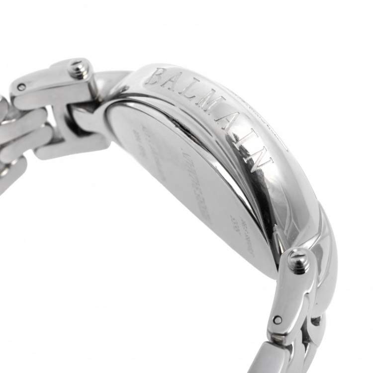 Pre Owned Balmain Mother of Pearl Stainless Steel Diamonds Excessive Chrono 5655 Women's Wristwatch 34 mm
