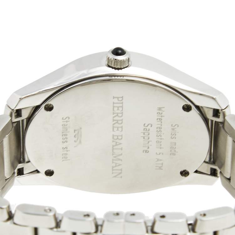 Pre Owned Balmain Silver Stainless Steel Diamond Oval 2671 Women's Wristwatch 32 mm