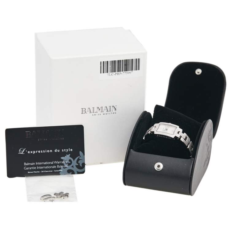 Pre Owned Balmain Mother Of Pearl Diamonds Stainless Steel Balmya B4011.33.82 Women's Wristwatch 19 mm