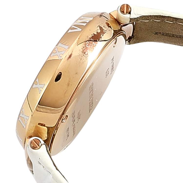 Pre Owned Balmain Mother of Pearl Rose Gold Plated Stainless Steel Leather Classica 5079 Women's Wristwatch 38 mm