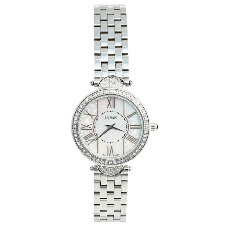 Pre Owned Balmain Mother of Pearl Stainless Steel Haute Elegance 8075 Women's Wristwatch 27 mm