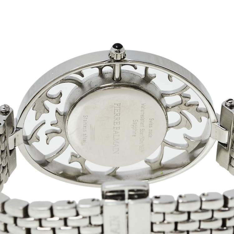 Pre Owned Balmain Mother of Pearl Stainless Steel Diamonds Arabesques Bijou 3075 Women's Wristwatch 32 mm