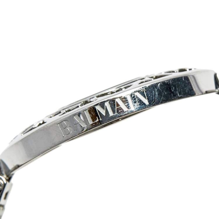 Pre Owned Balmain Mother of Pearl Stainless Steel Diamonds Arabesques Bijou 3075 Women's Wristwatch 32 mm