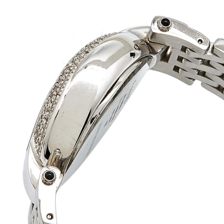 Pre Owned Balmain Silver Stainless Steel Diamond Chronograph Excessive 5831 Women's Wristwatch 32 mm