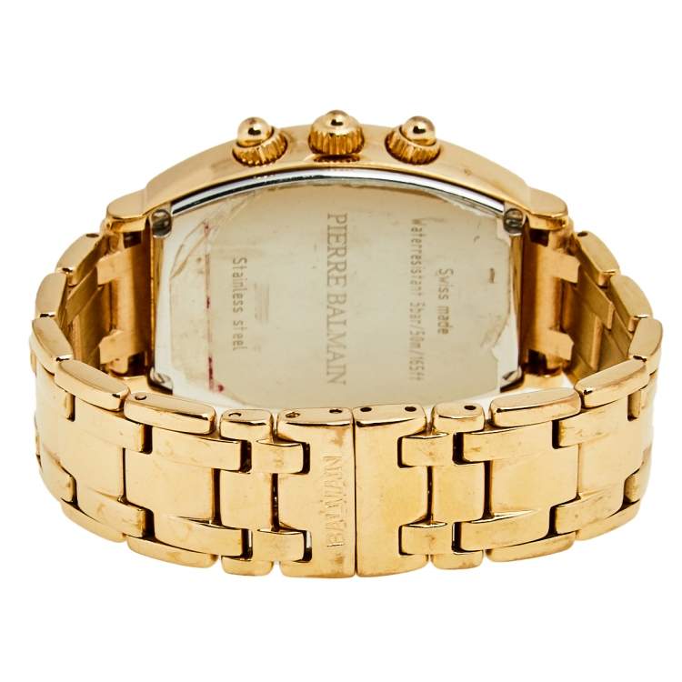 Pre Owned Balmain Mother Of Pearl Rose Gold Plated Stainless Steel Arcade B5719.33.84 Women's Wristwatch 31 mm