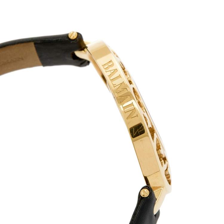 Pre Owned Balmain Mother of Pearl Yellow Gold Plated Stainless Steel Satin Arabesques 3070 Women's Wristwatch 32 mm 
