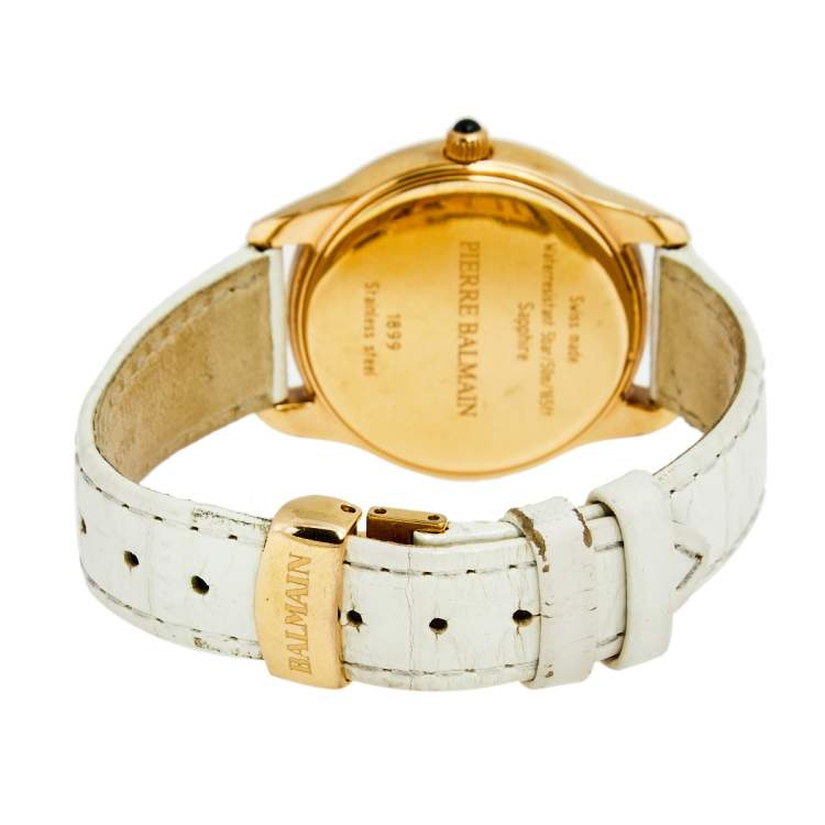 مملوكة مسبقًا Balmain Mother of Pearl Rose Gold Plated Stainless Steel Leather 1899 Women's Wristwatch 34 mm