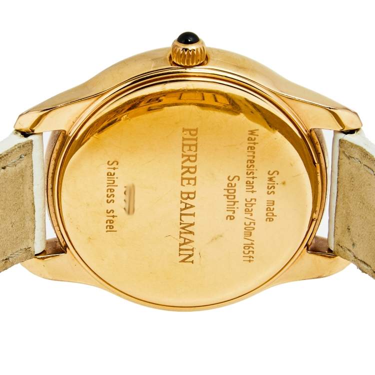 مملوكة مسبقًا Balmain Mother of Pearl Rose Gold Plated Stainless Steel Leather 1899 Women's Wristwatch 34 mm