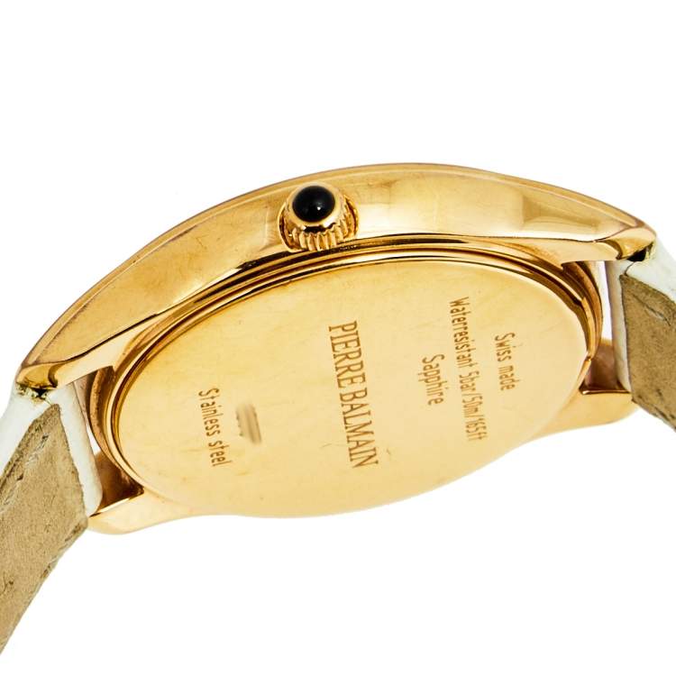 مملوكة مسبقًا Balmain Mother of Pearl Rose Gold Plated Stainless Steel Leather 1899 Women's Wristwatch 34 mm