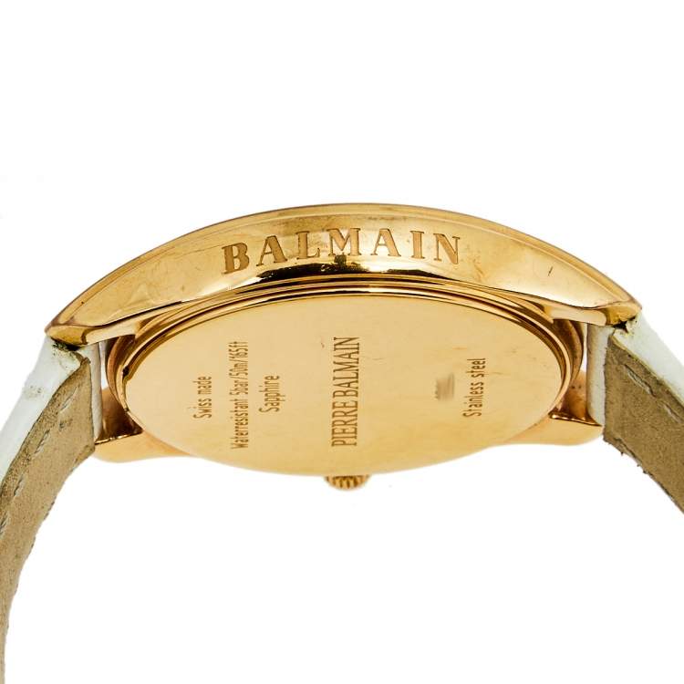 مملوكة مسبقًا Balmain Mother of Pearl Rose Gold Plated Stainless Steel Leather 1899 Women's Wristwatch 34 mm