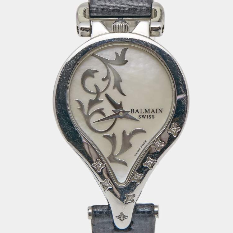 Pre Owned Balmain Mother of Pearl Stainless Steel Satin 3431 Women's Wristwatch 31 mm