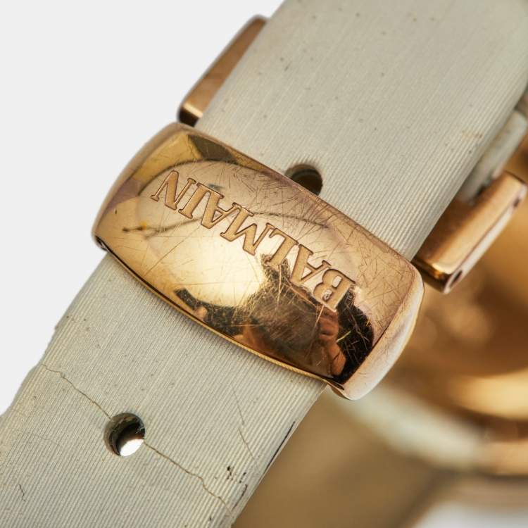 Pre Owned Balmain Mother of Pearl Rose Gold Plated Stainless Steel Satin Orithia B1379.22.84 Women's Wristwatch 30 mm