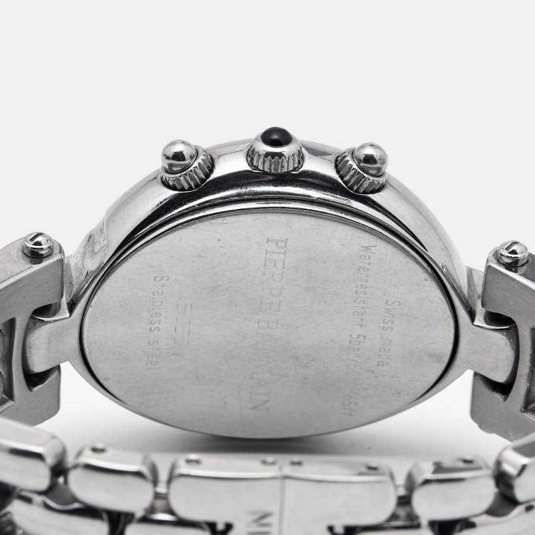 Pre Owned Balmain Mother of Pearl Stainless Steel Diamonds Excessive Chrono 5655 Women's Wristwatch 34 mm