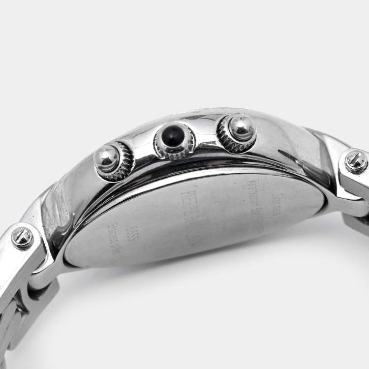 Pre Owned Balmain Mother of Pearl Stainless Steel Diamonds Excessive Chrono 5655 Women's Wristwatch 34 mm