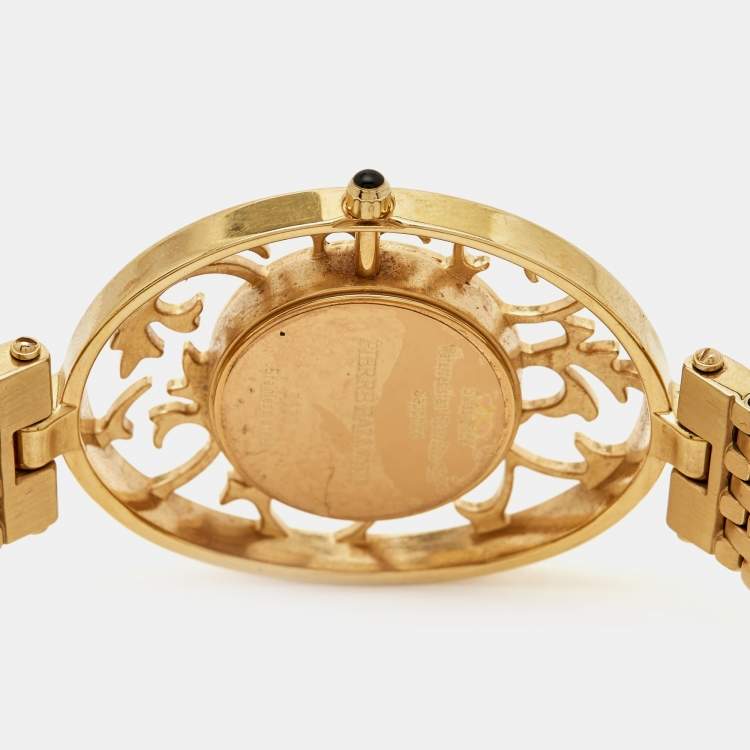 Pre Owned Balmain Mother of Pearl Yellow Gold Plated Stainless Steel Arabesques 3070 Women's Wristwatch 32 mm 