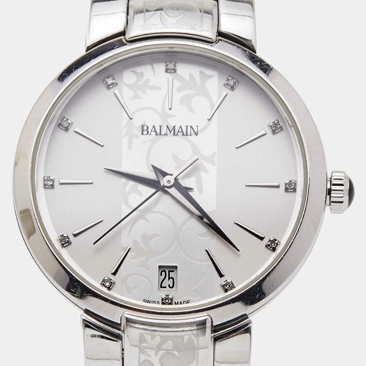 مملوكة مسبقًا Balmain Silver Stainless Steel Iconic Lady B4351.33.16 Quartz Women's Wristwatch 33 mm