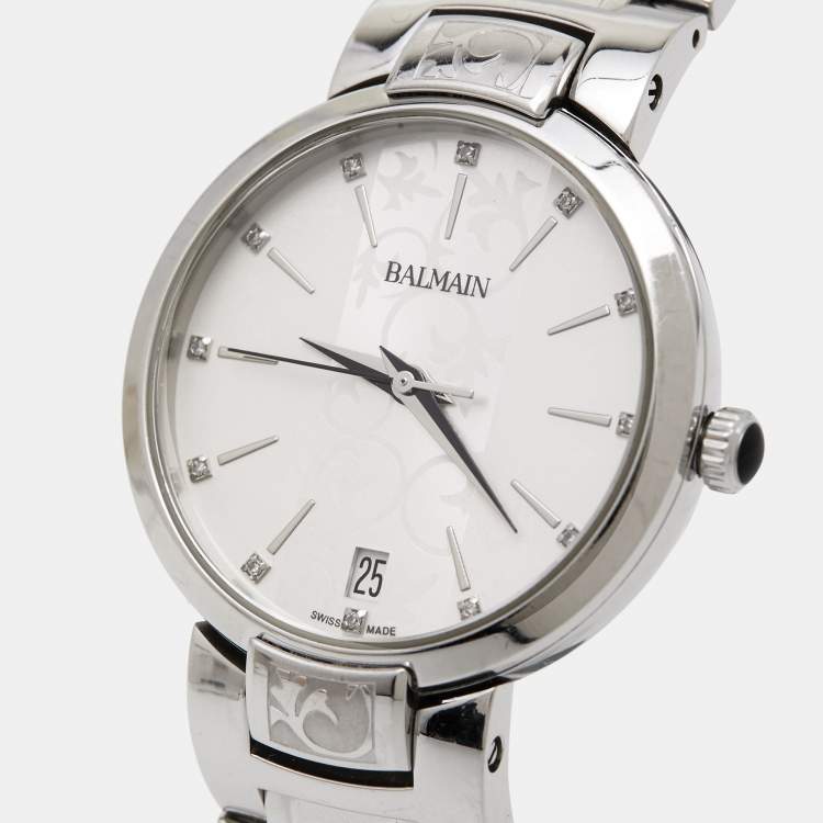 مملوكة مسبقًا Balmain Silver Stainless Steel Iconic Lady B4351.33.16 Quartz Women's Wristwatch 33 mm