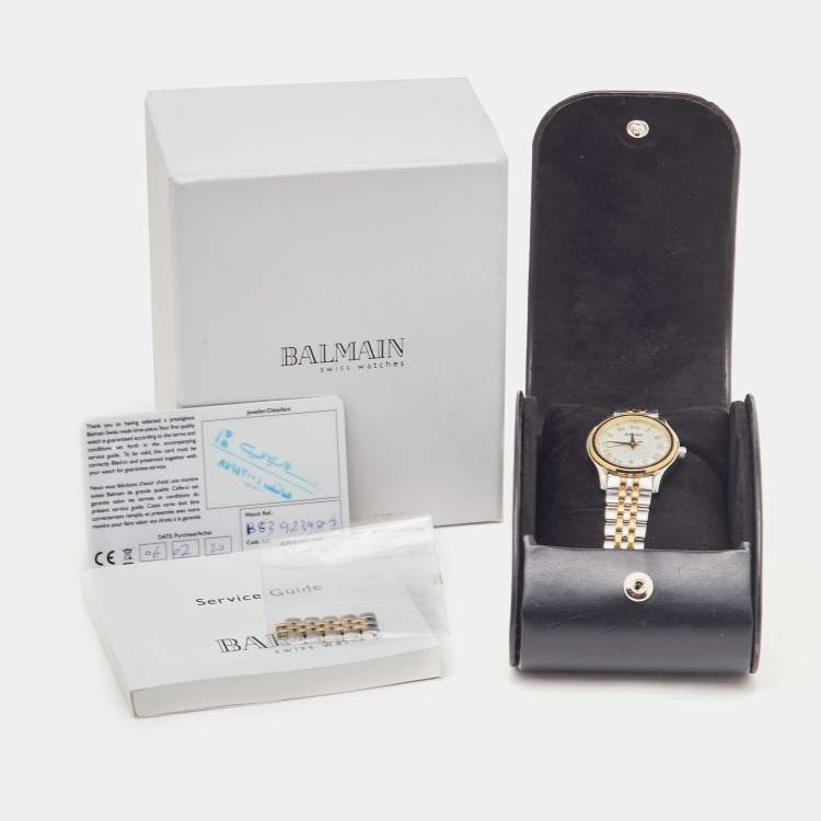 Pre Owned Balmain Mother of Pearl Two Tone Stainless Steel Beleganza 8342 Womens Wristwatch 28 MM