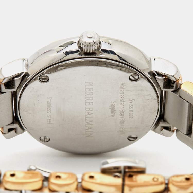 Pre Owned Balmain Mother of Pearl Two Tone Stainless Steel Madrigal B38983384 Women's Wristwatch 29 mm 
