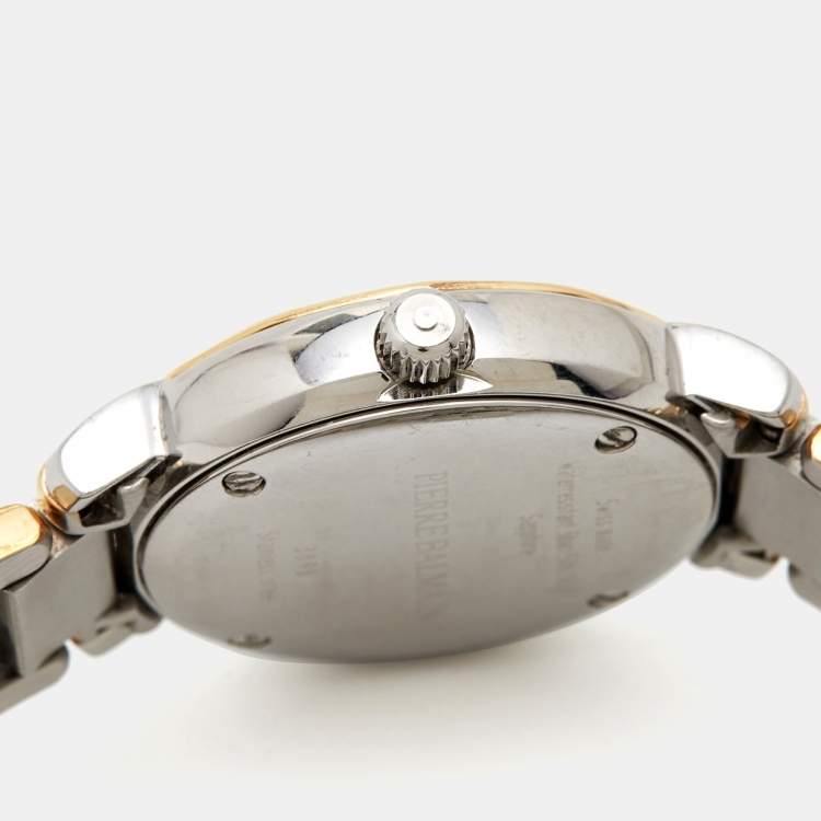 Pre Owned Balmain Mother of Pearl Two Tone Stainless Steel Madrigal B38983384 Women's Wristwatch 29 mm 