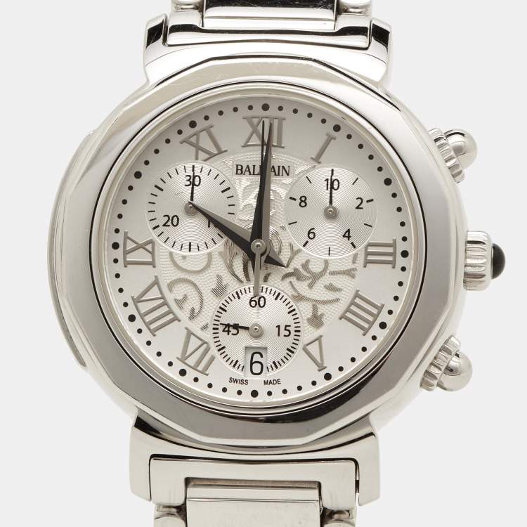 Pre Owned Balmain Silver Stainless Steel Madrigal B5891.33.12 Women's Wristwatch 35 mm