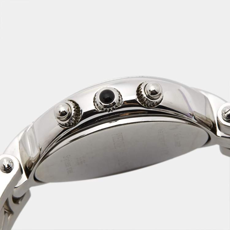 Pre Owned Balmain Mother of Pearl Stainless Steel Diamonds Excessive Chrono B5655.33.83 Women's Wristwatch 34 mm