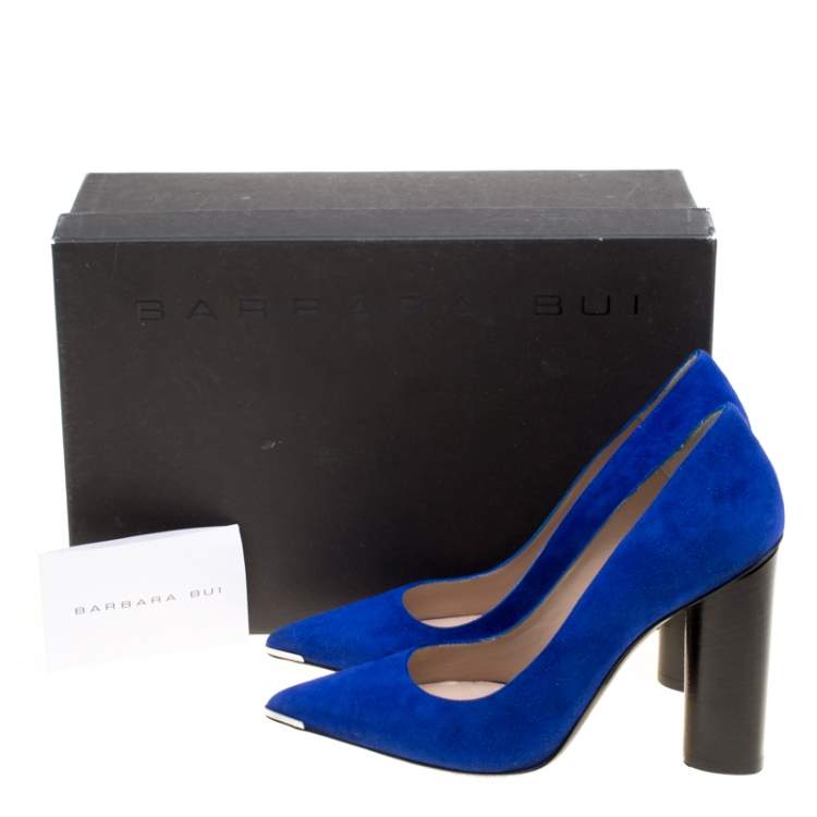 cobalt blue block heel shoes