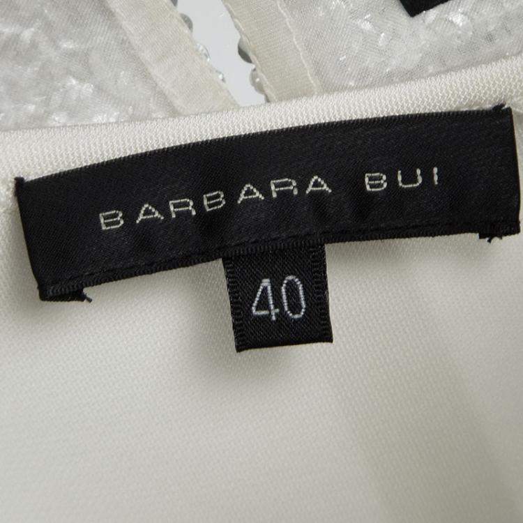 Pre Owned Barbara Bui  Off White Organza Sequin Embellished Shift Dress M