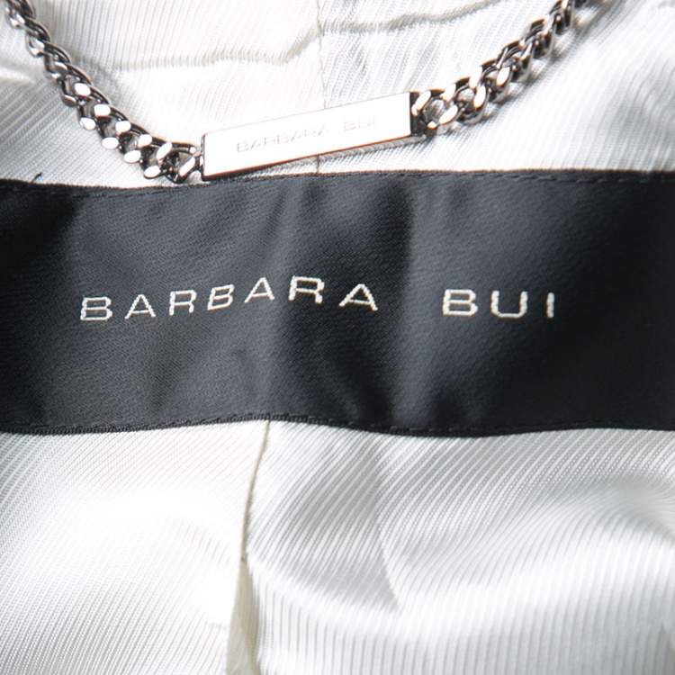 Pre Owned Barbara Bui Khaki Cotton Satin Trim Tailored Blazer S