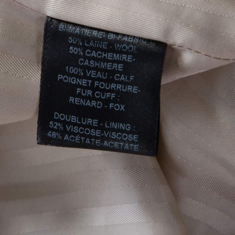 Pre Owned Barbara Bui Bicolor Cashmere Wool and Calf Hair Paneled Long Coat M